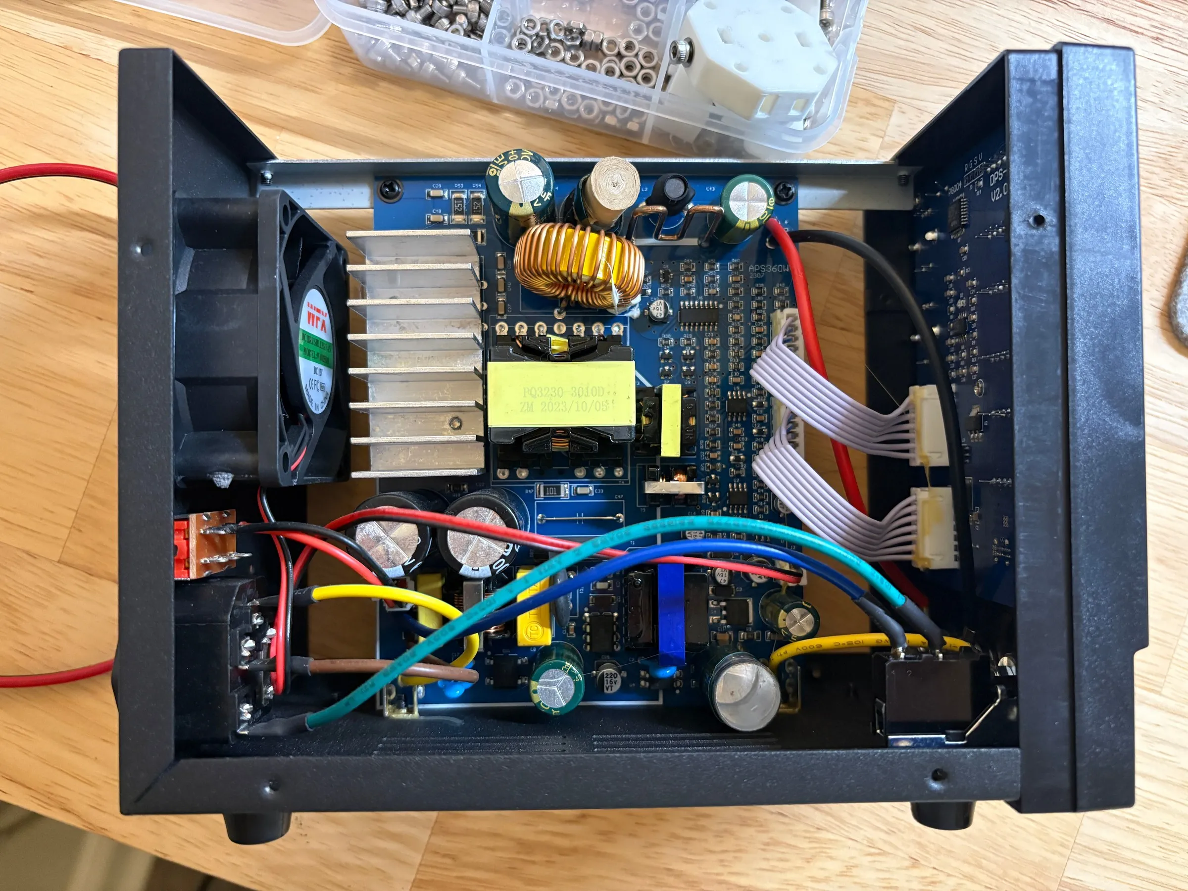 My WANPTEK bench supply, back in service after an earlier failure (two blown electrolytic capacitors)