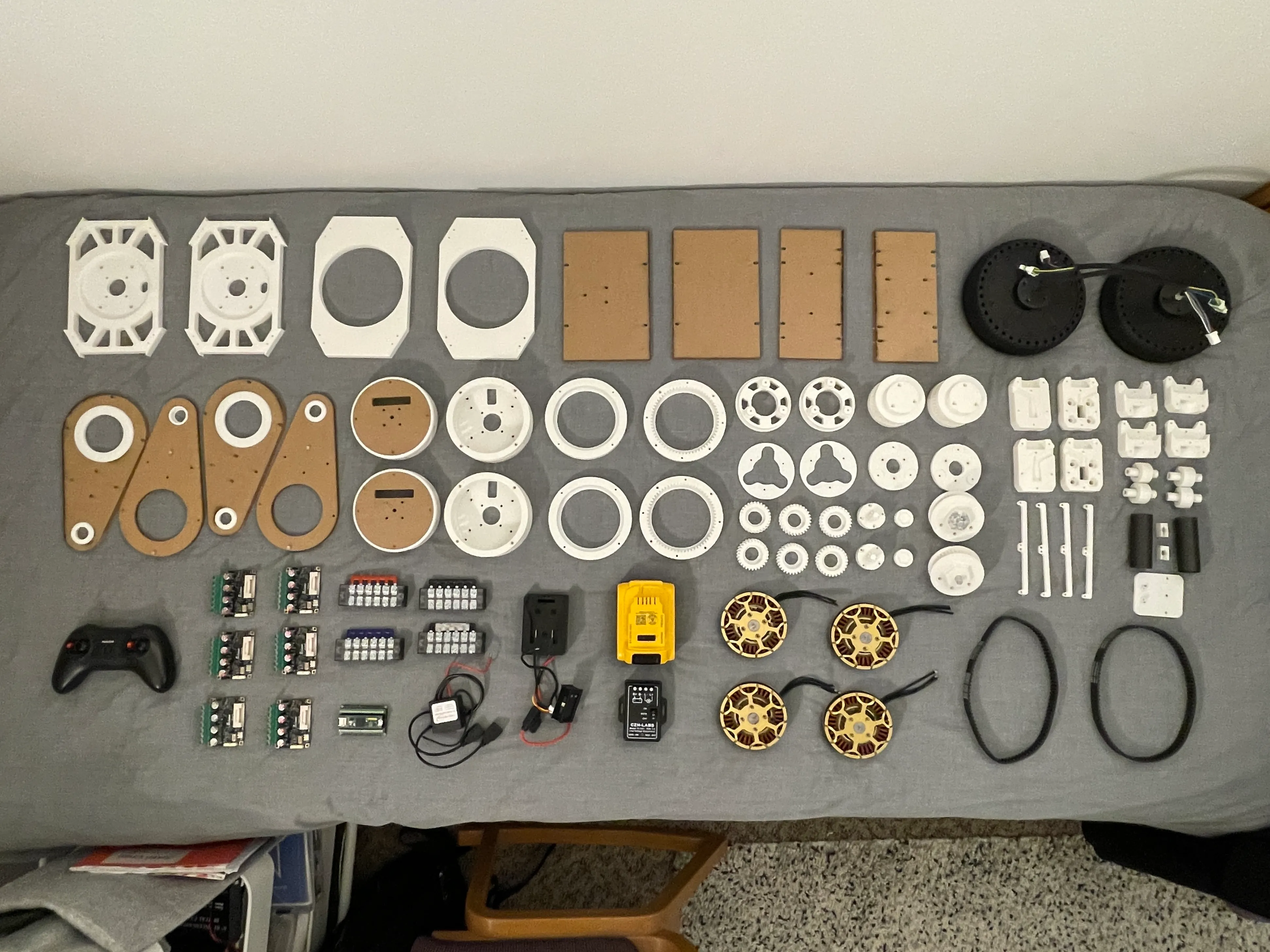All parts necessary to assemble the robot