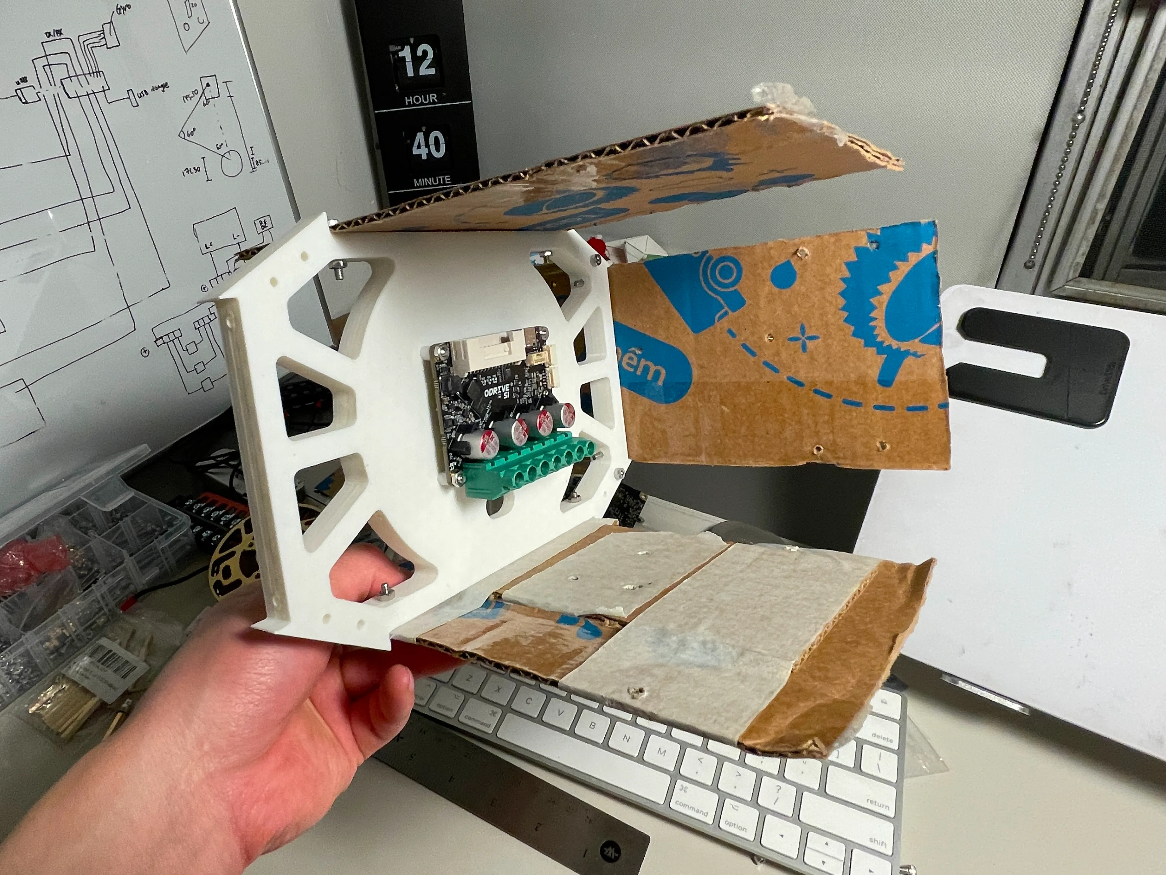 Using cardboard to test chassis dimensions