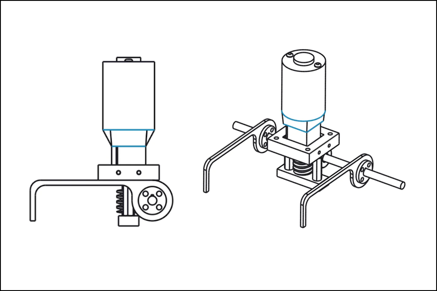 Drawing of worm drive gearing connected to arms